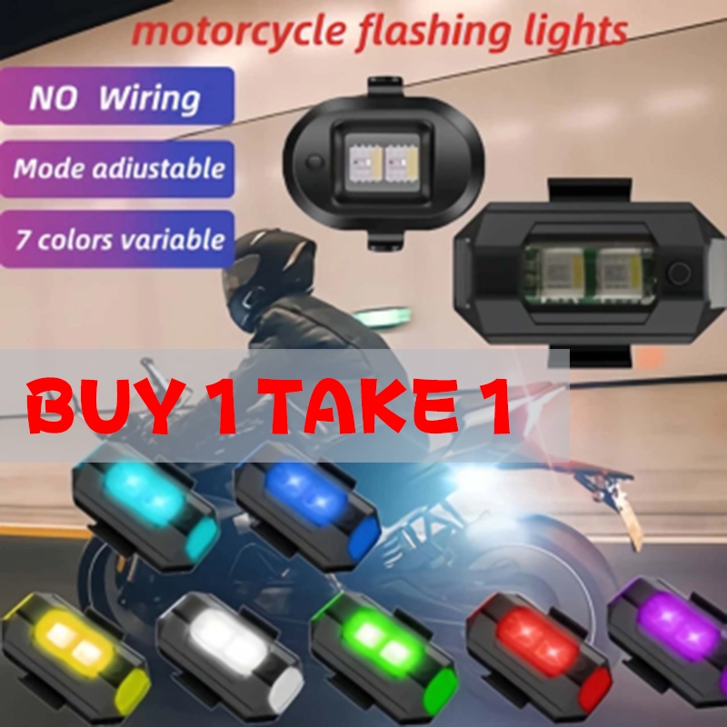 [BUY 1 TAKE 1] 7 Color USB Charging Rechargeable LED Flash Motorcycle ...
