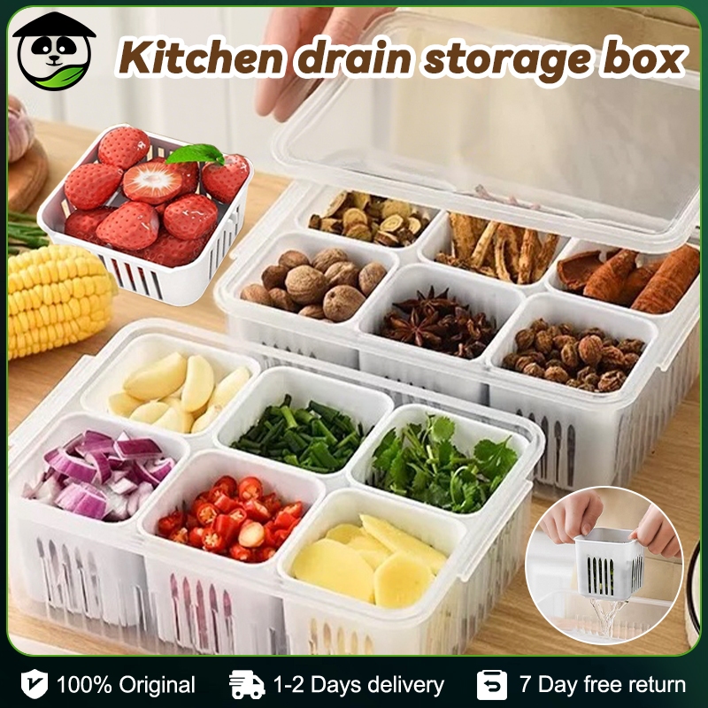 fridge vegetable fruit storage box 3-grid green onion fresh-keep box ...