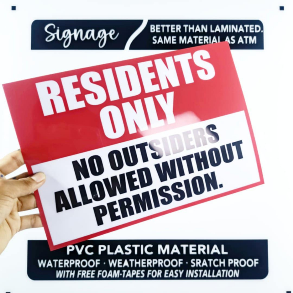 Residents only No Outsiders Allowed Without Permission PVC Plastic ...