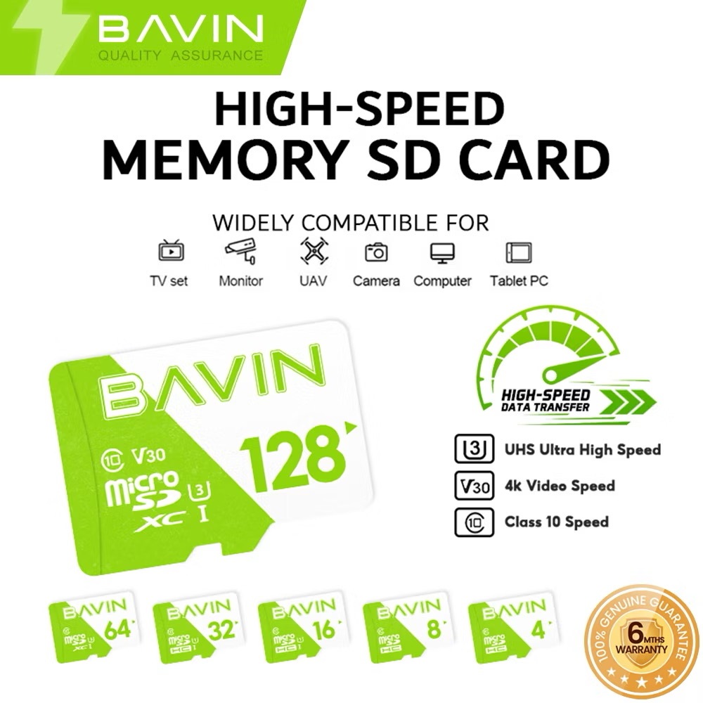 Bavin Micro SD Memory Card Class 10 4GB/8GB/16GB/32GB/64GB/128GB ...