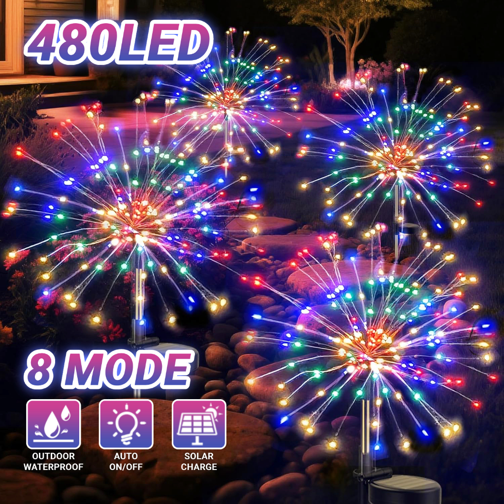 480LED Solar Fairy Lights Outdoor Waterproof 8 Modes Christmas Lights ...
