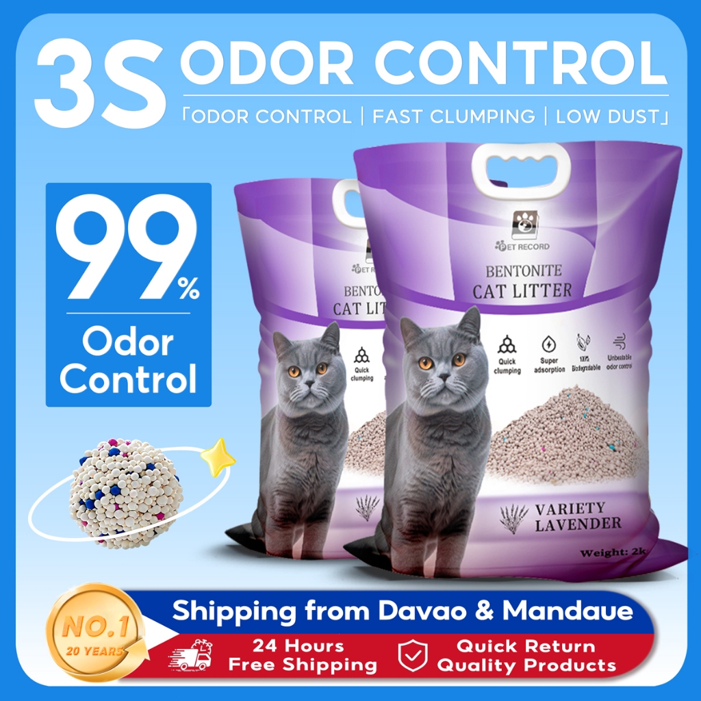 2kg Bentonite Cat Litter Sand Quick Clumping Deodorized 8 Scents Lemon ...