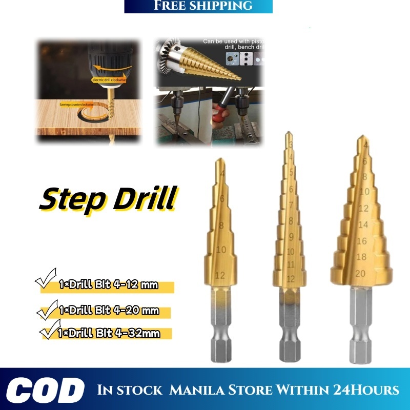 Wood Metal Hole Step Drill Bit Set High Speed Steel Titanium Cutter ...