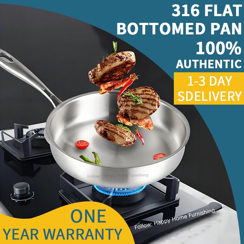 316 Composite Steel Frying Pan Durable Nonstick Even Heat Kitchen ...