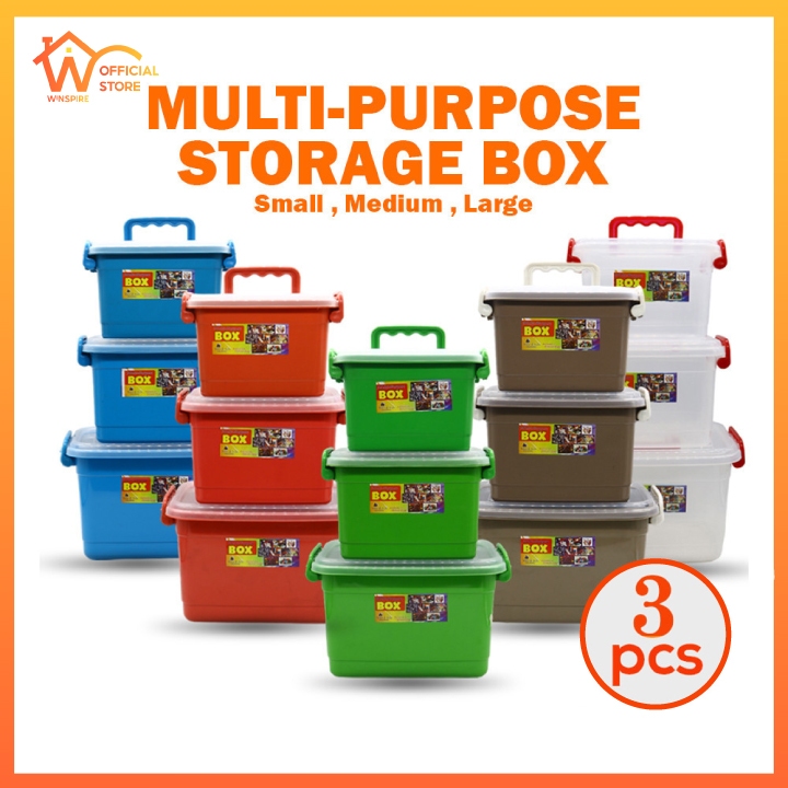 Winspire Set of 3 Multipurpose Plastic Storage Boxes – 2.4L / 3.5L / 6 ...