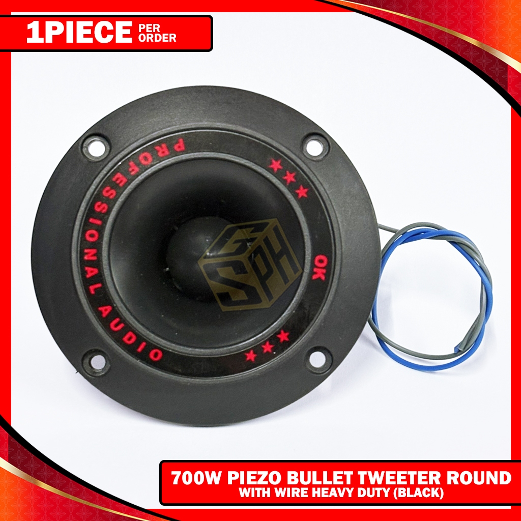 700W Round Piezo Bullet Tweeter Speaker Black With Wire Heavy Duty ...