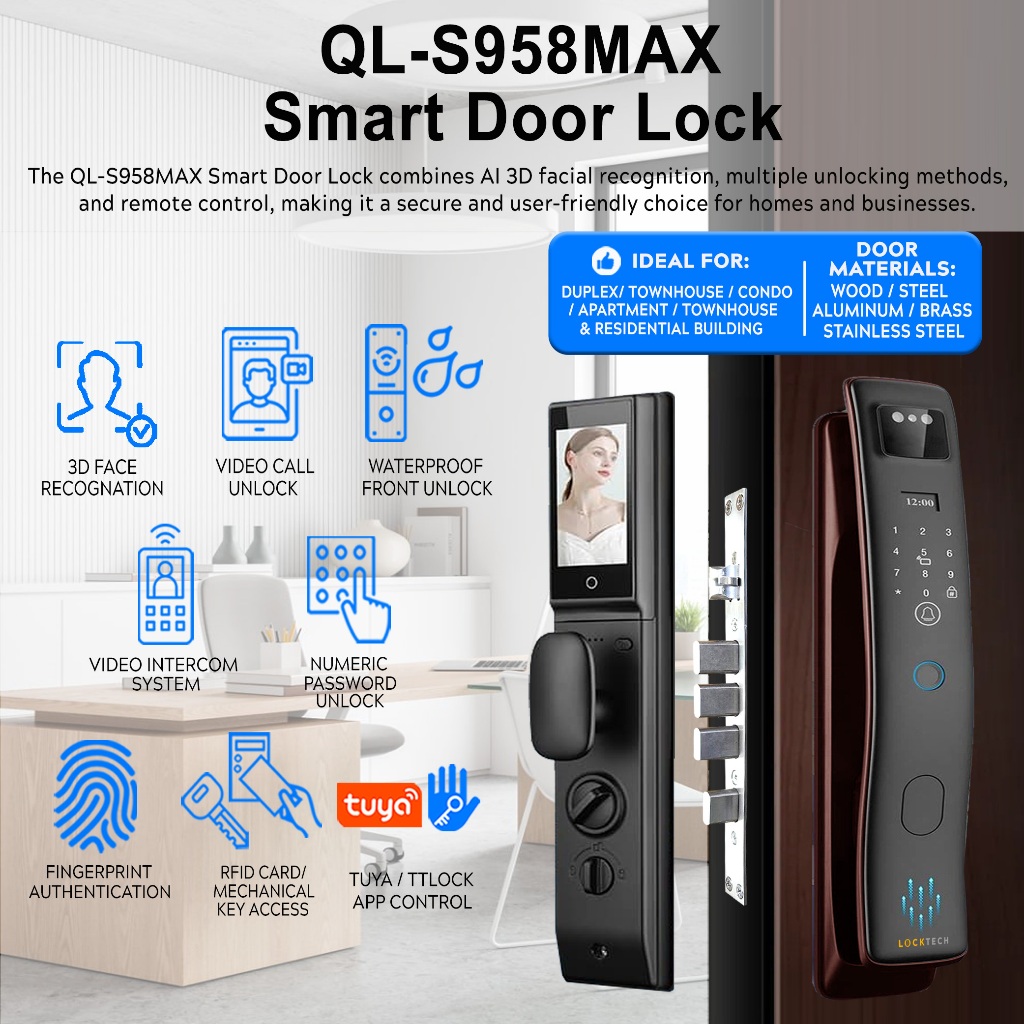 QL-S958MAX Smart Door Lock | Shopee Philippines