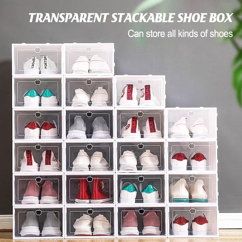 Stackable colorful large size shoe box Plastic storage box bedroom ...