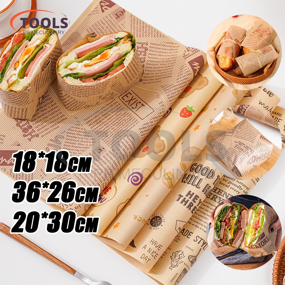 50pcs Food Greaseproof Food Paper Kitchen Bbq Oil Absorption Burger ...