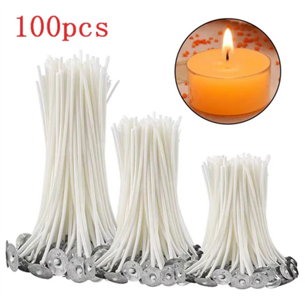 100pcs Waxed Cotton Candle Wicks Set Smokeless Candle Wicks Soy Oil Wax ...