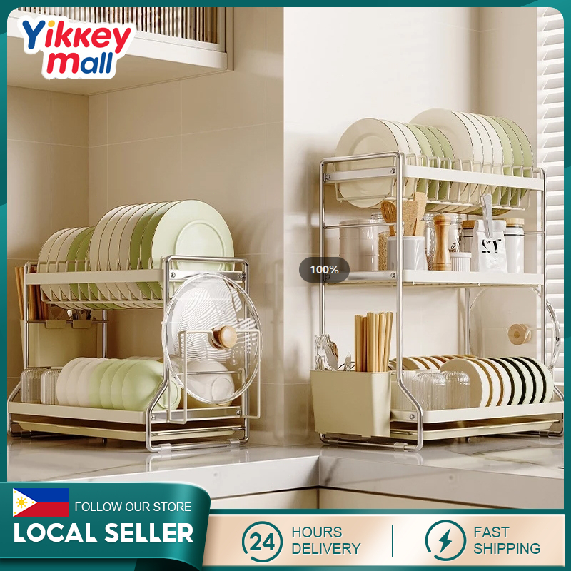 Dish Rack Dish Drainer Rack With Chopstick Holder Plate Organizer ...