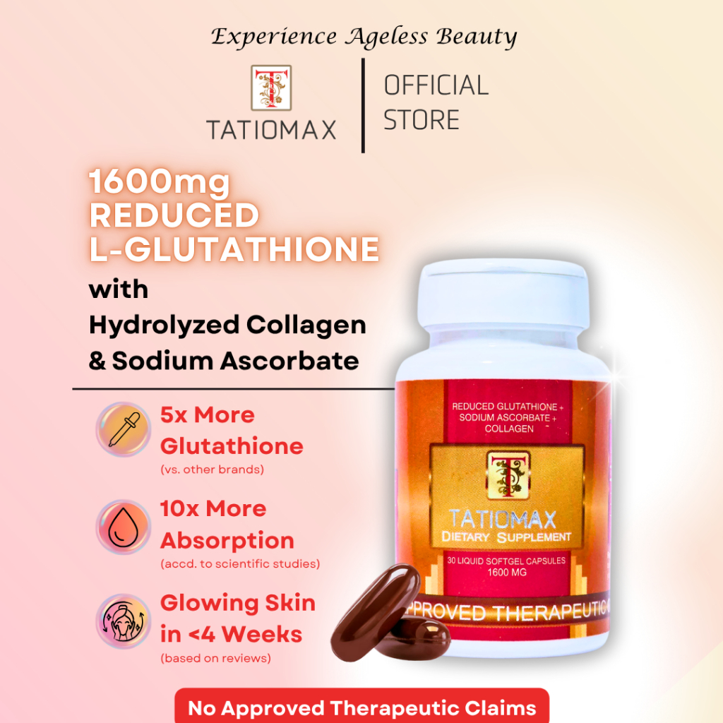 TATIOMAX 1600mg Reduced Glutathione Collagen Vitamin C (30 Whitening  Softgel Capsules / 1 Bottles) | Shopee Philippines