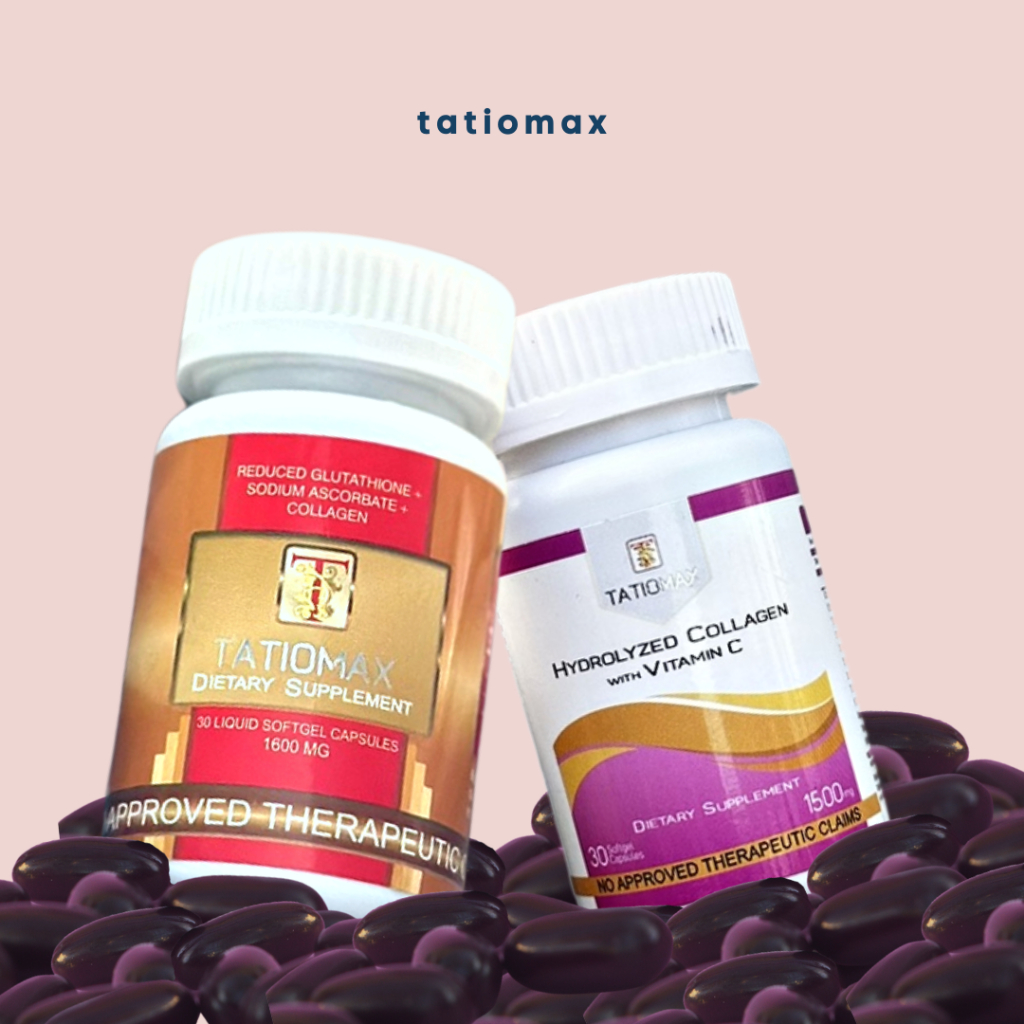 TATIOMAX Glutathione Collagen Vitamin C 1600mg & Collagen Vitamin C 1500mg  Flawless Combo 2 Bottles