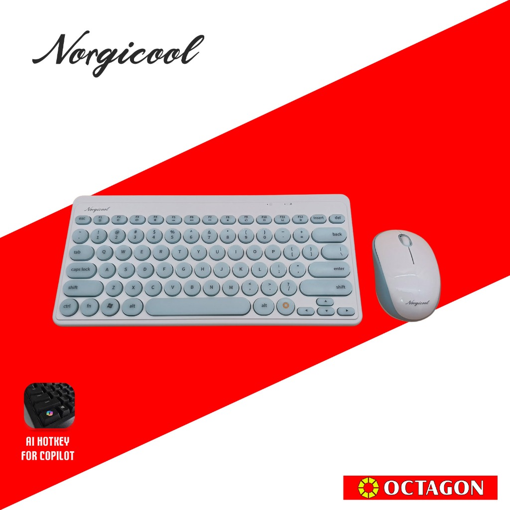 NORGICOOL NKM263W-BLI 2.4G WIRELESS MINI COMBO WHITE/BLUE | Shopee ...