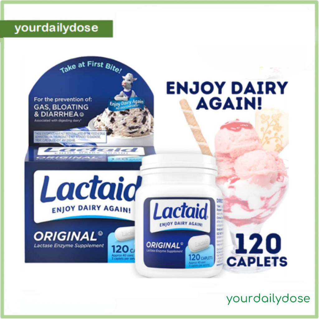 Lactaid Original Strength 120 Caplets Lactose Intolerance Relief ...