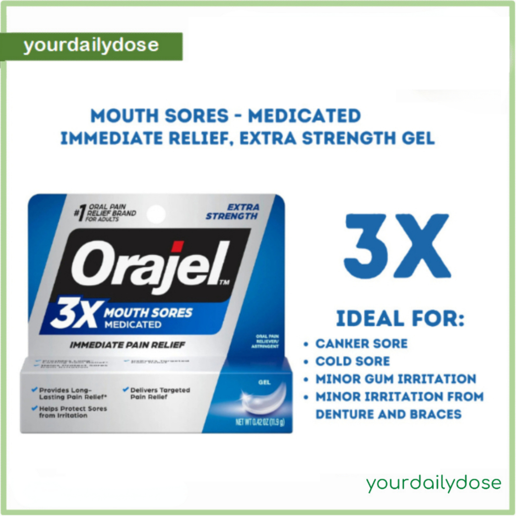 Orajel 3x Mouth Sore Medicated Immediate Pain Relief 11.9 grams ...