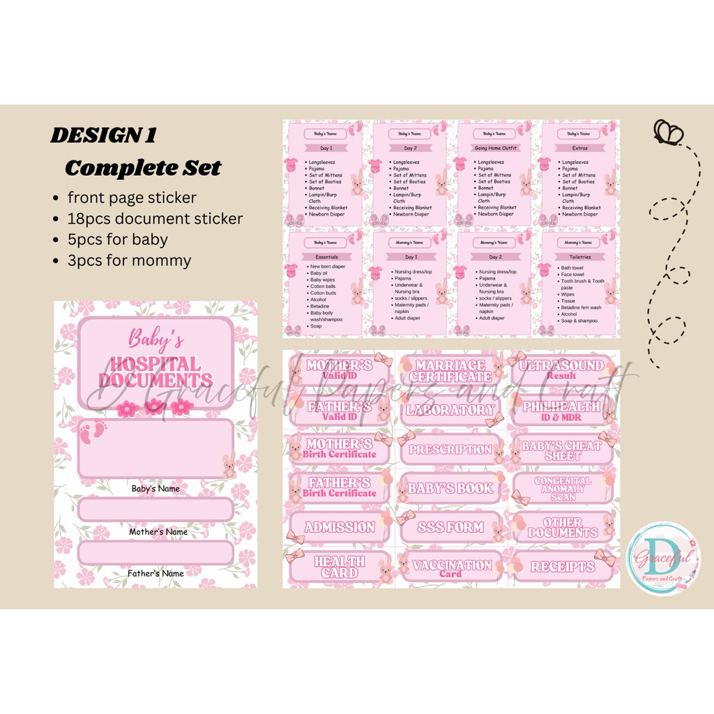 Hospital Checklist Set with Document sticker for baby Girl | Baby and ...