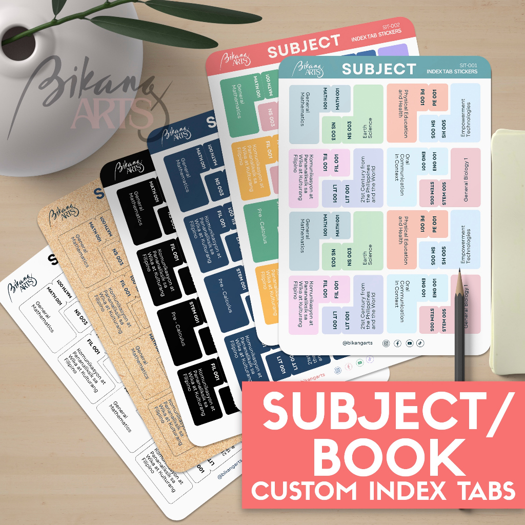 PERSONALIZED SUBJECT INDEX / BOOK INDEX TAB TAB STICKERS | Shopee ...