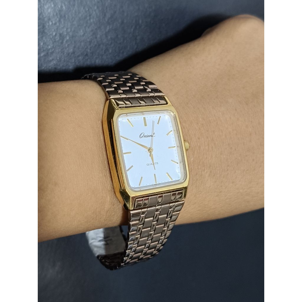Orient Tank White Dial Rose Gold bracelet Unisex Watch | Shopee Philippines