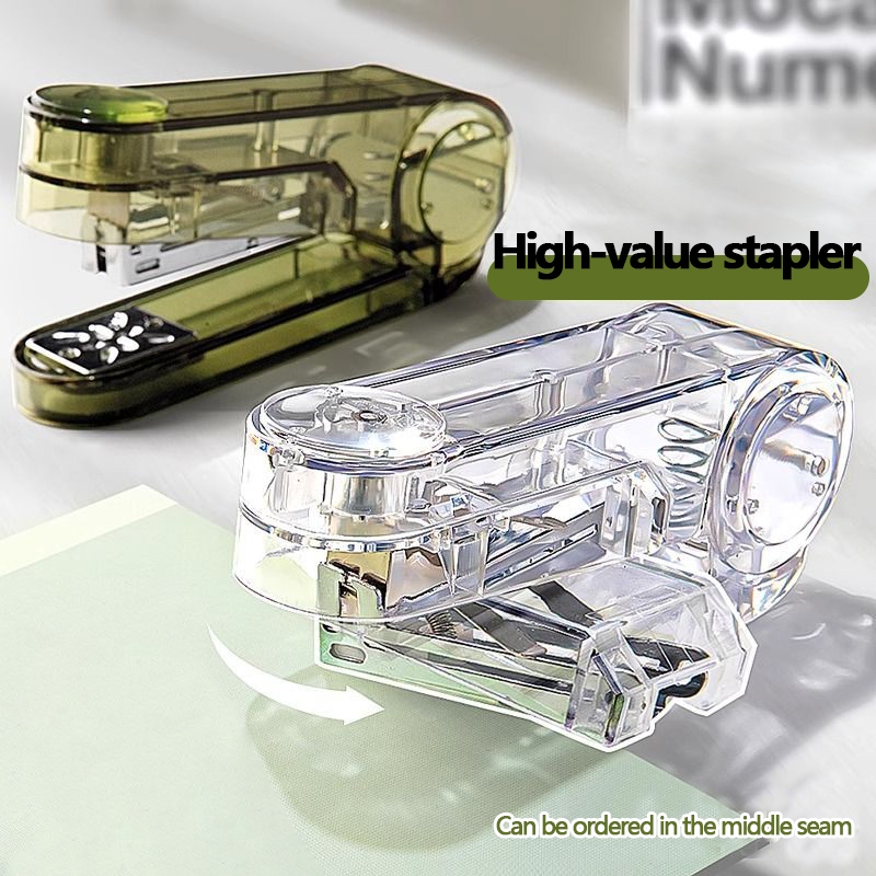 360 Rotation Transparent Stapler With 400 Staples School Paper Office ...