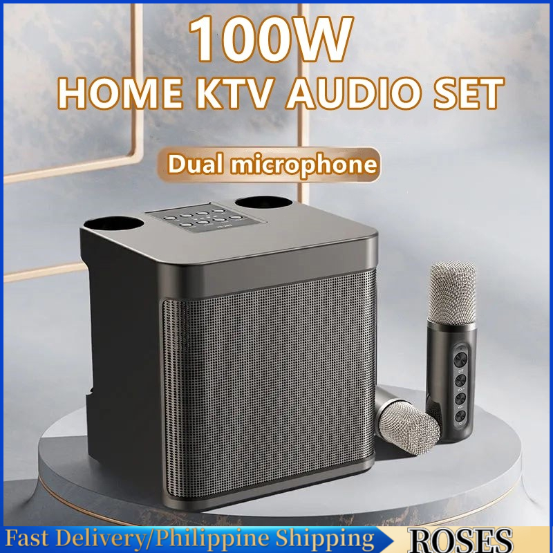 3D Stereo Bluetooth Speaker With 2 Wireless Microphones Hifi 5.1 Large ...