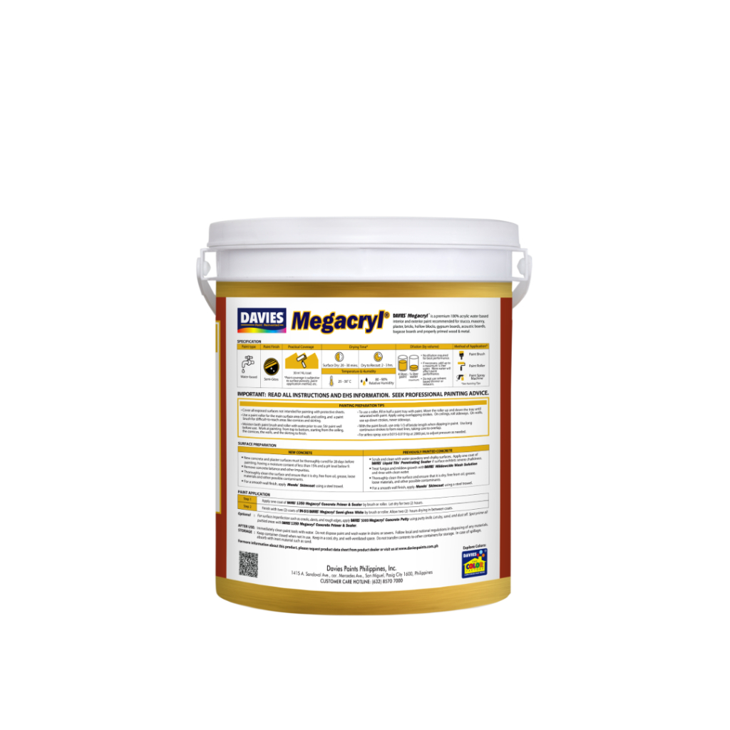 Davies Megacryl Semi-Gloss 100% Acrylic Latex Paint Interior/Exterior ...