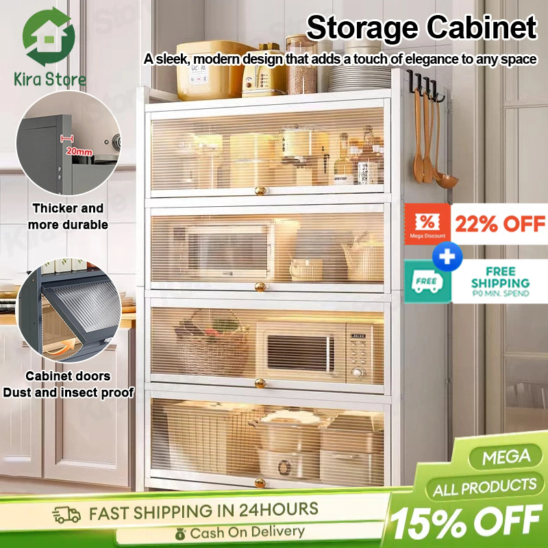 Kitchen Cabinet Dustproof Large Capacity Storage Rack Carbon Steel ...