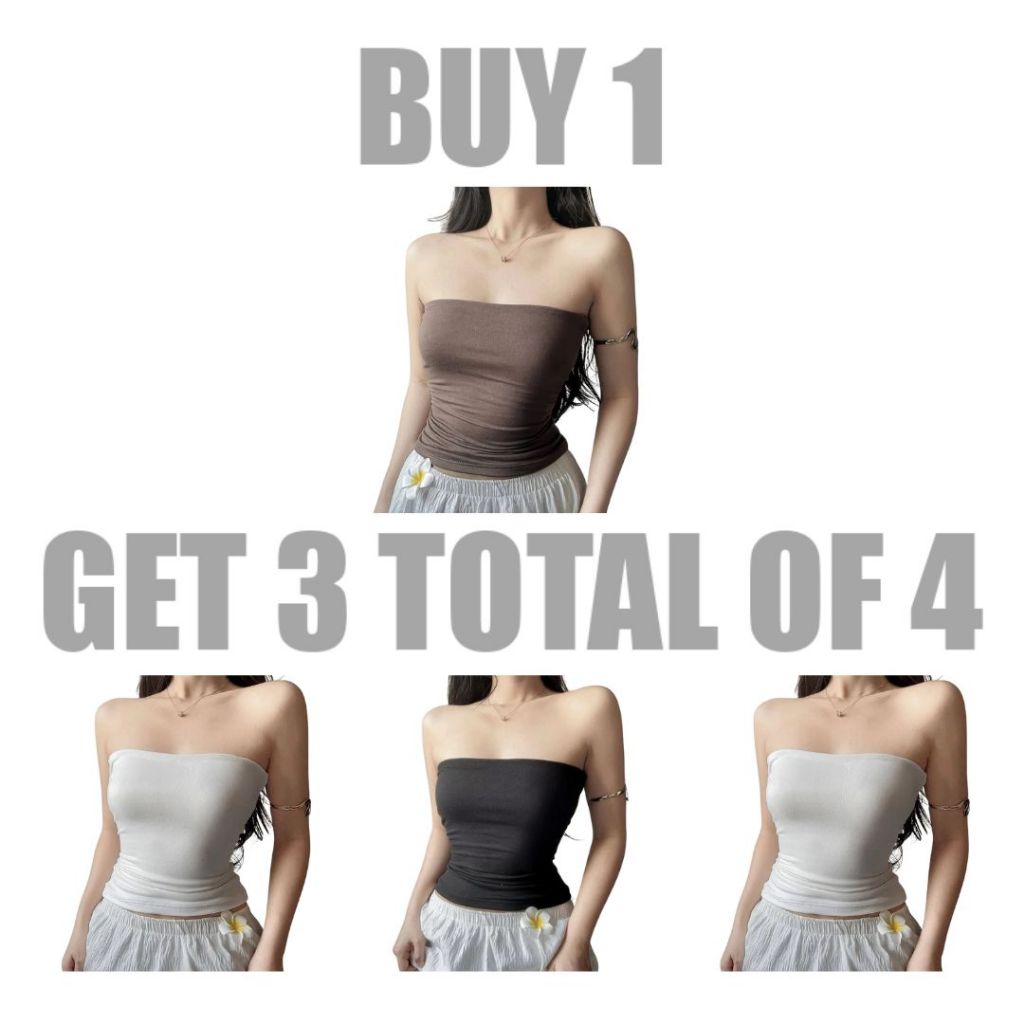 Buy 1 Take 3(Total of 4) KILY.PH Basic Tube Top Double Lining Slim ...