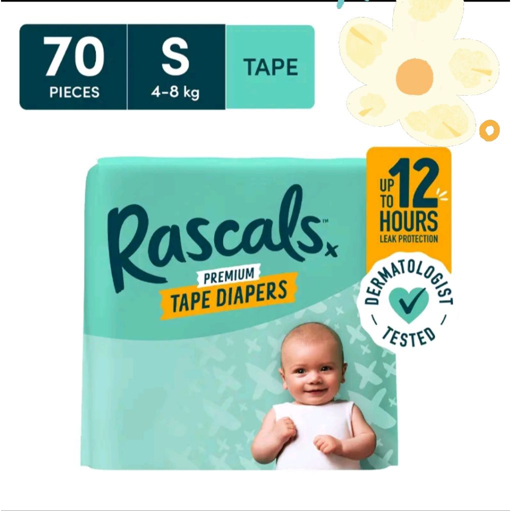 Rascals Premium Tape Diaper Small 70pcs | Shopee Philippines