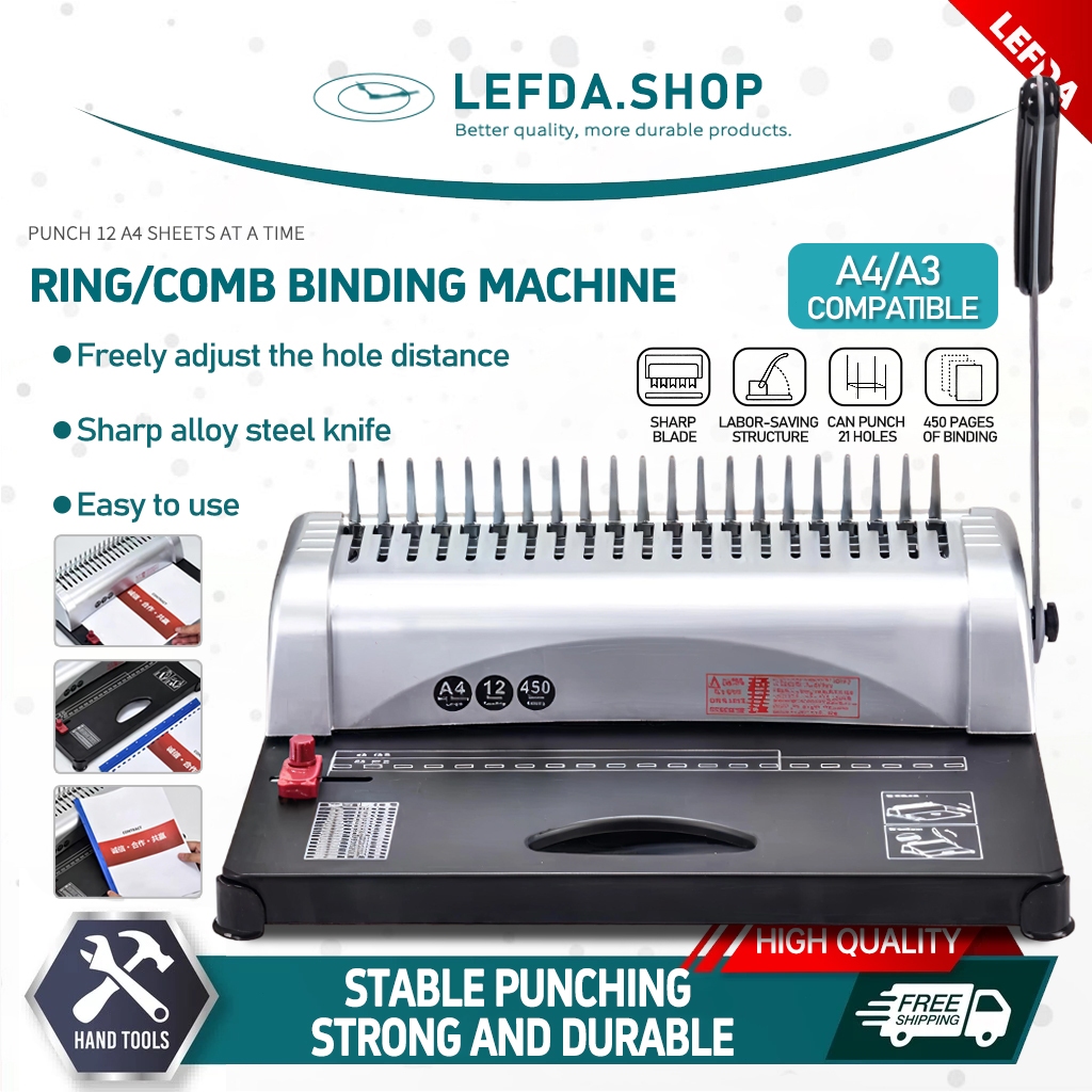 Ring/Comb Binding Machine 21 Hole Office Comb Binding Machine A4/A3 ...