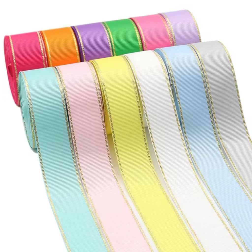 1 Inch (25mm / 2.5cm) PREMIUM Metallic Edge Grosgrain Ribbons per yard ...