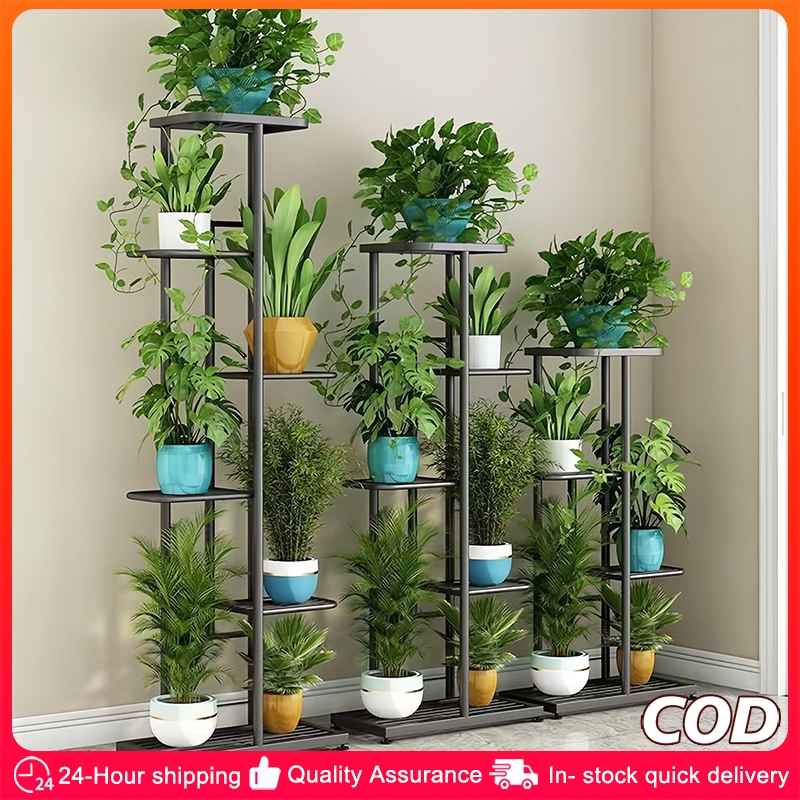 Sturdy 4/5/6-Tier Metal Plant Rack Indoor/Outdoor Use Corner Balcony ...
