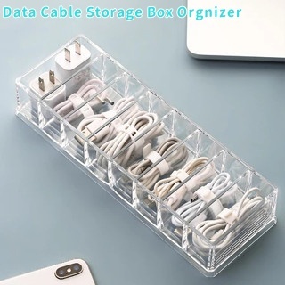 1Pc Transparent Data Cable Storage Box Orgnizer Desktop Multi-function ...