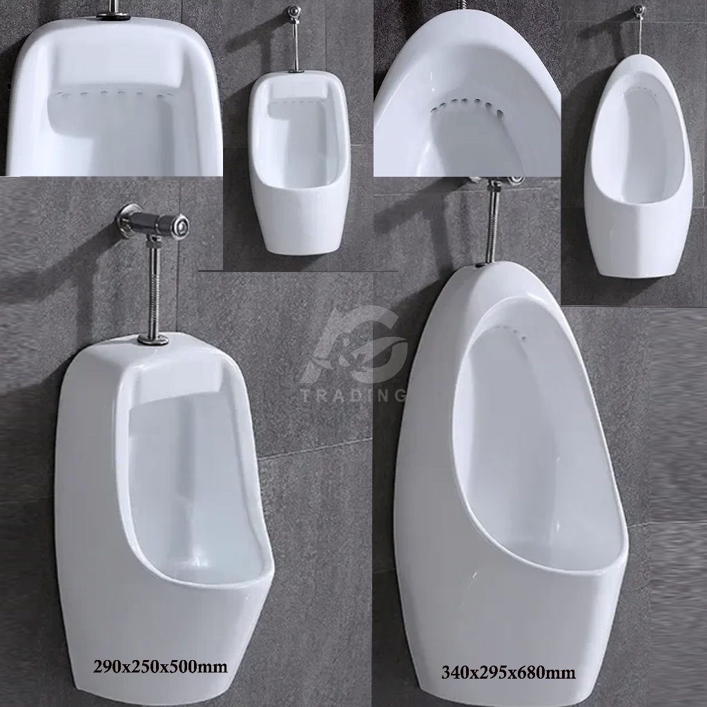 Complete set Wall Hung Ceramic Urinal / Flush valve included / Bathroom ...