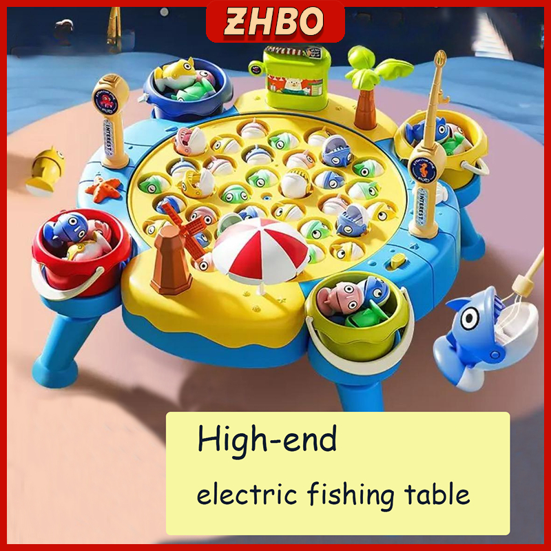 Kids Fishing Game Toy Electric Music Rotating Catch Fish Educational ...