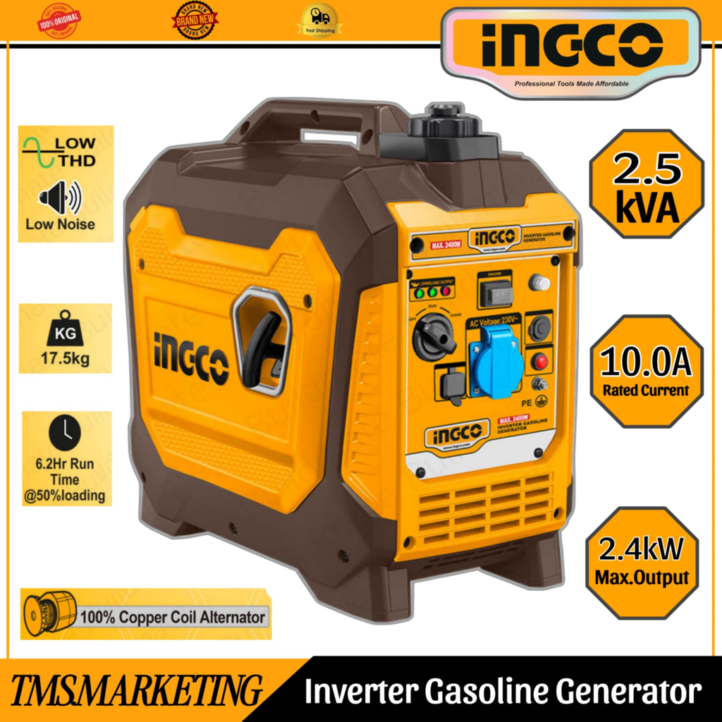 Ingco Inverter Gasoline Generator 2.5KVA 2400W GEI25006-5P FREE ...
