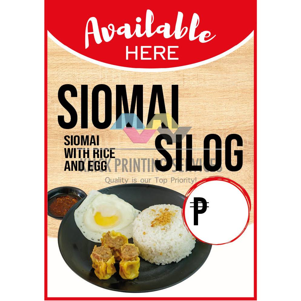 Available Here PORKSILOG, SIOMAI SILOG, TOCILOG, HUNGSILOG SIGNAGES ...