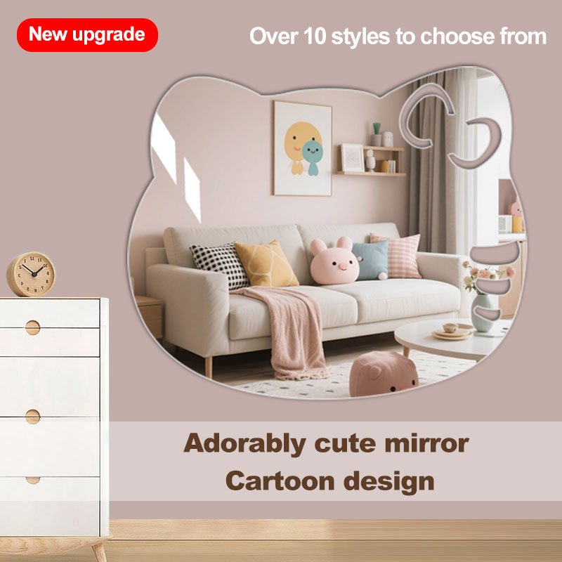 ins cute mirror sticker wall acrylic mirror wall sticker self-adhesive ...