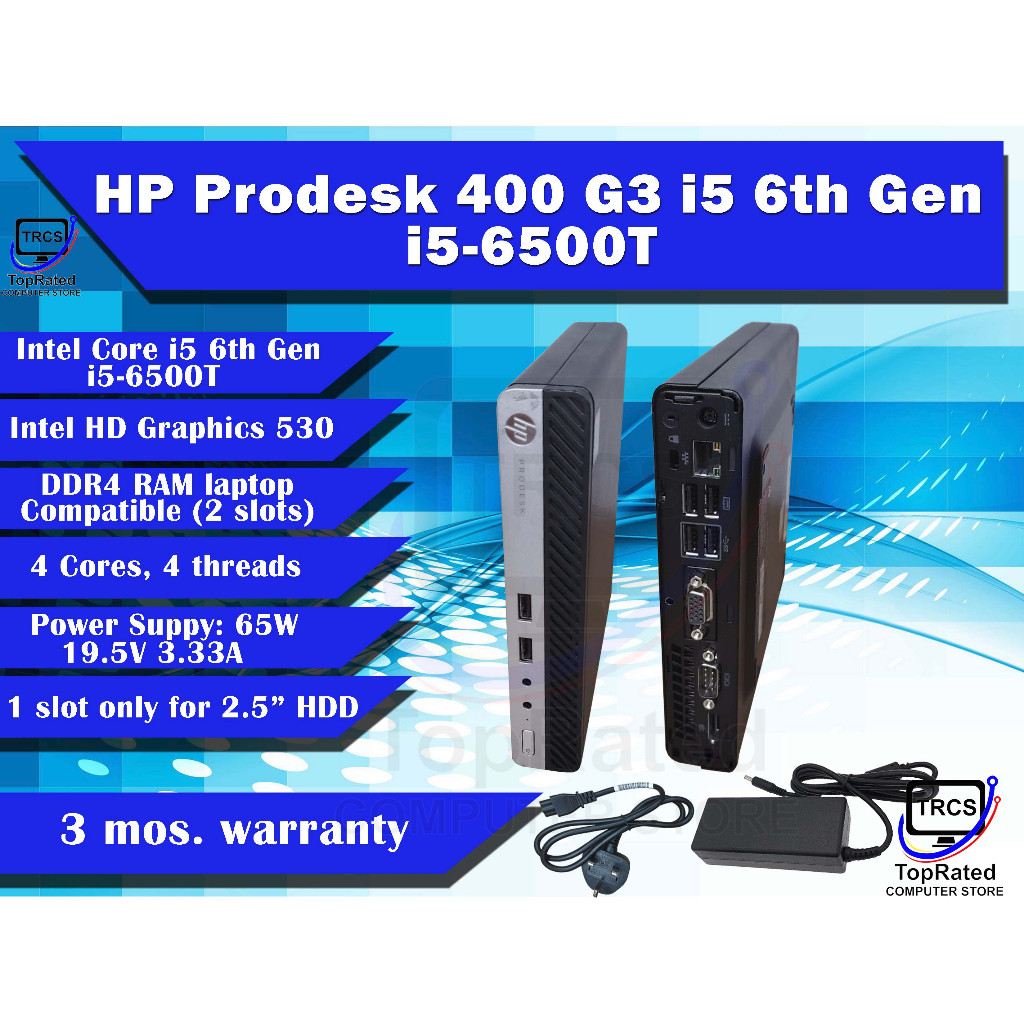 Desktop Computer HP Prodesk 400 G3 mini desktop i5 6th Gen i5-6500T ...