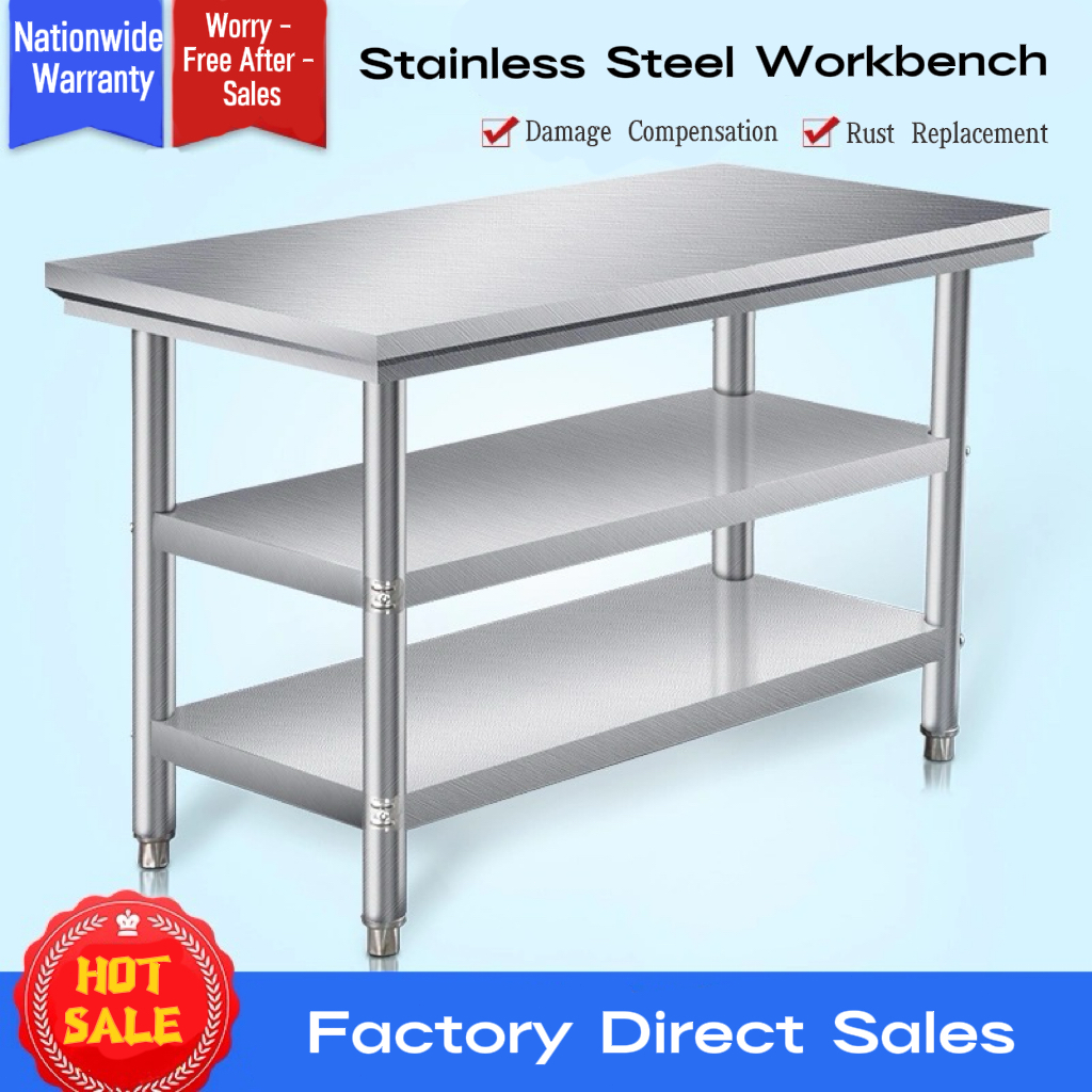 Household Kitchen Thicken 304 stainless steel worktable rack 2-3 layers ...