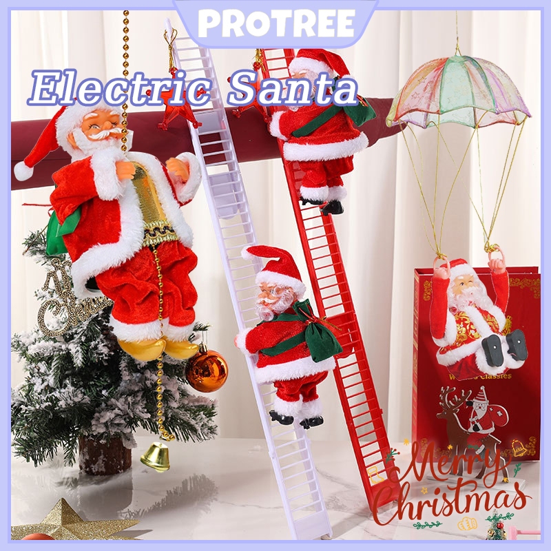 Christmas Electric Singing Swing Santa Claus Dolls Climbing Rope Ladder ...