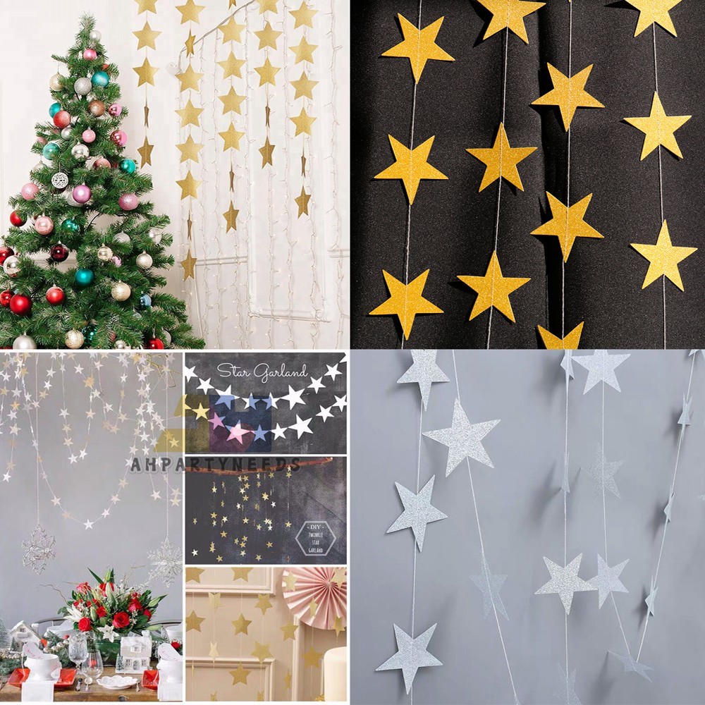 String Flags Banners Glitter Star Paper Garland Banderitas Hanging ...