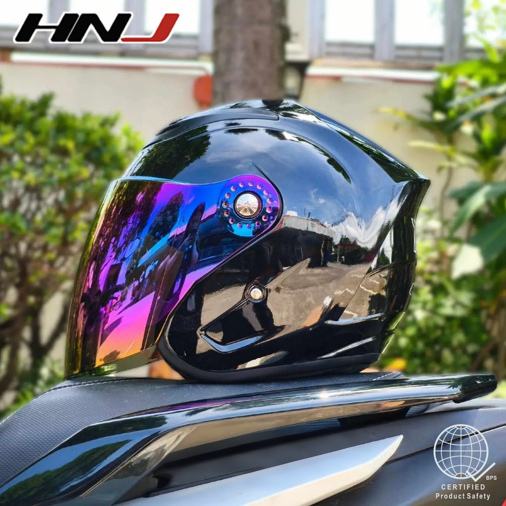 Hnj Visor Half Face WITH ICC HNJ Tinted Visor Half Face Helmet For