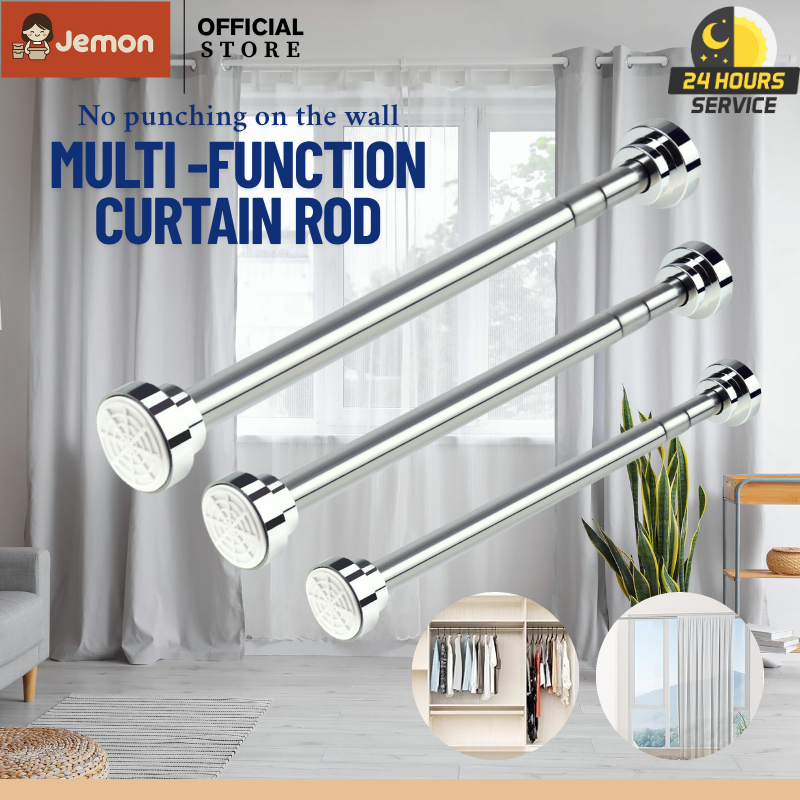 【FREE GIFT】Stainless Steel Curtain Rod Telescopic Clothes Drying Rack ...