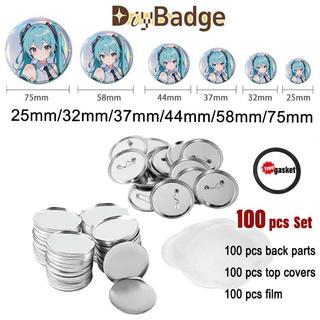 100Pcs 75/58/44/37/32/25mm Metal back DIY Badge Button Pins Blank Raw ...