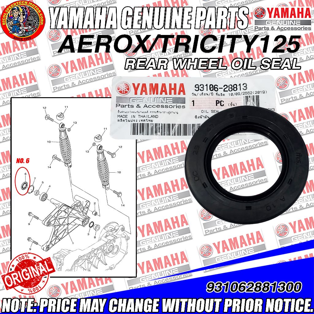 AEROX/TRICITY REAR WHEEL OIL SEAL (YGP) (Genuine: 93106-28813) | Shopee ...