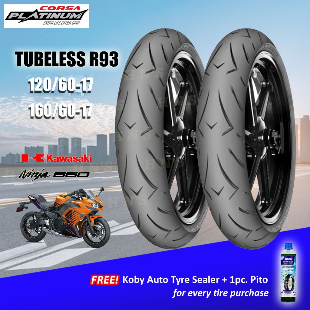 CORSA R93 Platinum Tubeless Tires for Kawasaki Ninja 650 ( 120/60-17 ...