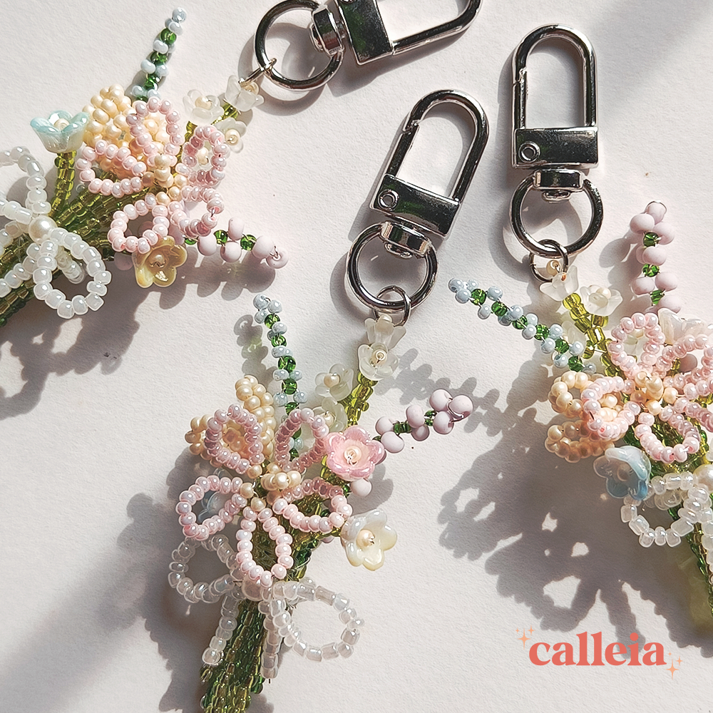 Pastel Beaded Flower Bouquet Keychain – Handmade Floral Charm | Shopee ...