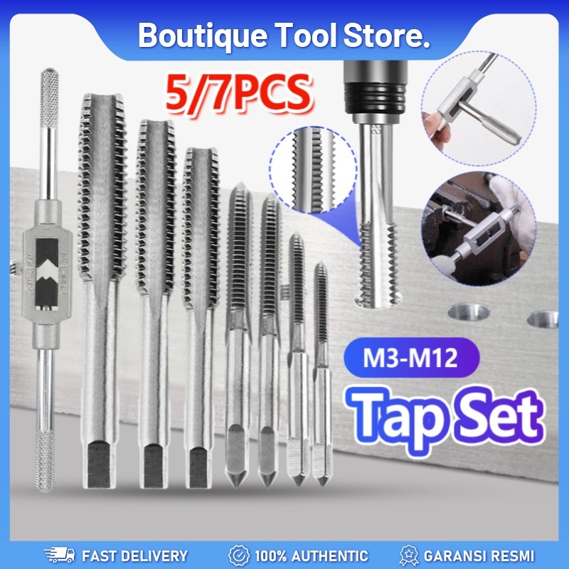 7PCS Tap Set Metal Hand Screw Thread Machine Metric Taper Plug Tap ...