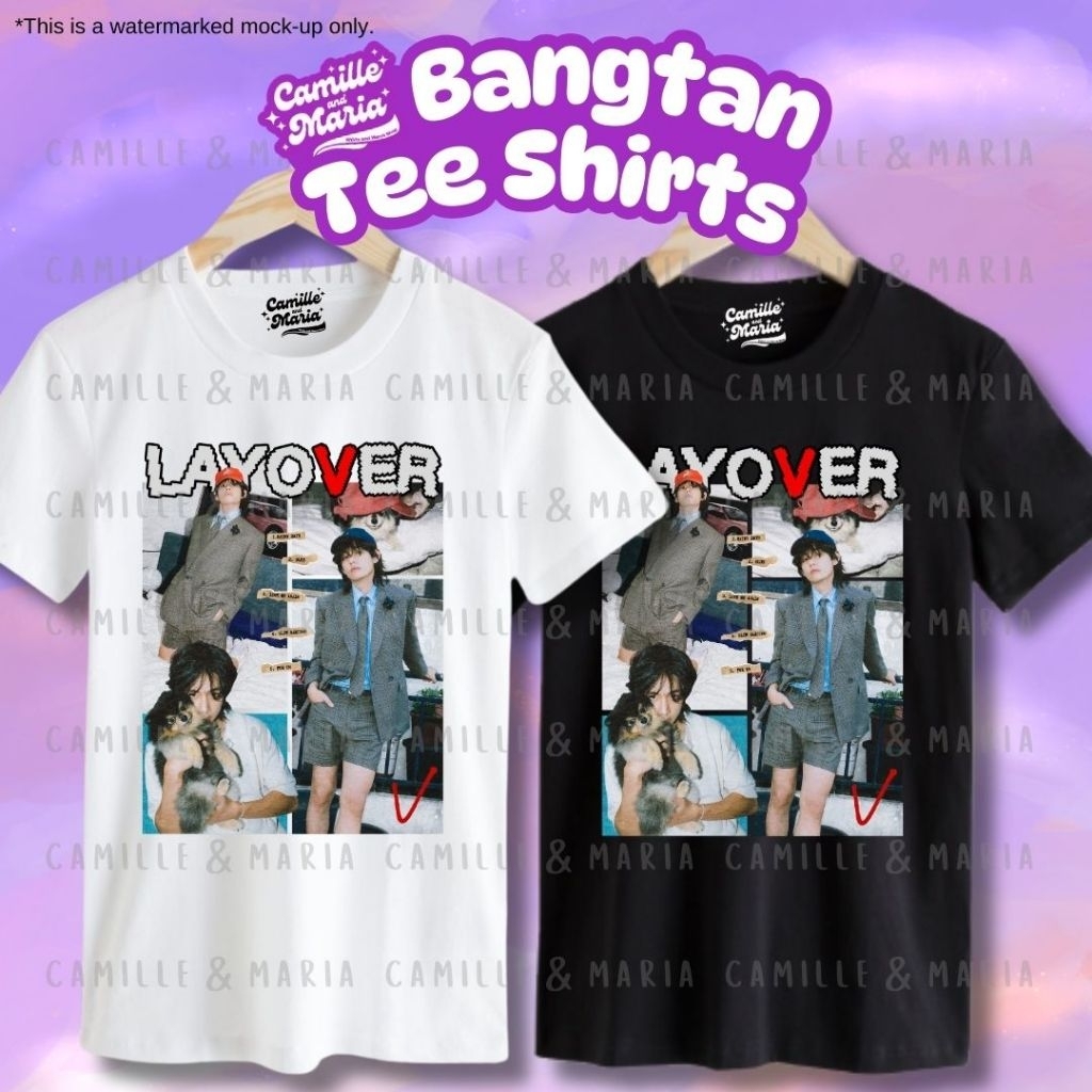 Layover V Taehyung Bangtan Tee Shirt ARMY (round neck, polycotton